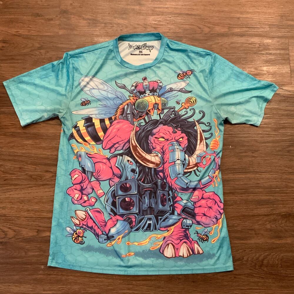 Brian Allen Psychedelic Pink Elephant Tee XXL Waz Shop All Over Print